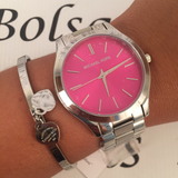  Shop Authentic Michael Kors Slim Runway Quartz Pink Dial Silver Steel Strap Watch For Women - MK3291 - Luxxuri