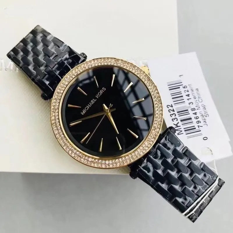 Michael Kors Darci Black Dial Black Steel Strap Watch for Women - MK3322
