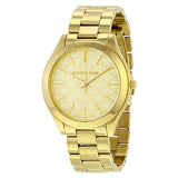  Shop Authentic Michael Kors Slim Runway Gold Dial Gold Steel Strap Watch for Women - MK3335 - Luxxuri