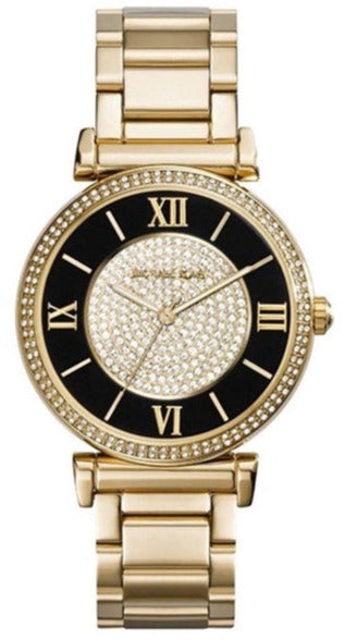  Shop Authentic Michael Kors Catlin Black Dial Gold Steel Strap Watch for Women - MK3338 - Luxxuri