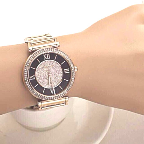  Shop Authentic Michael Kors Catlin Black Dial Rose Gold Steel Strap Watch for Women - MK3339 - Luxxuri