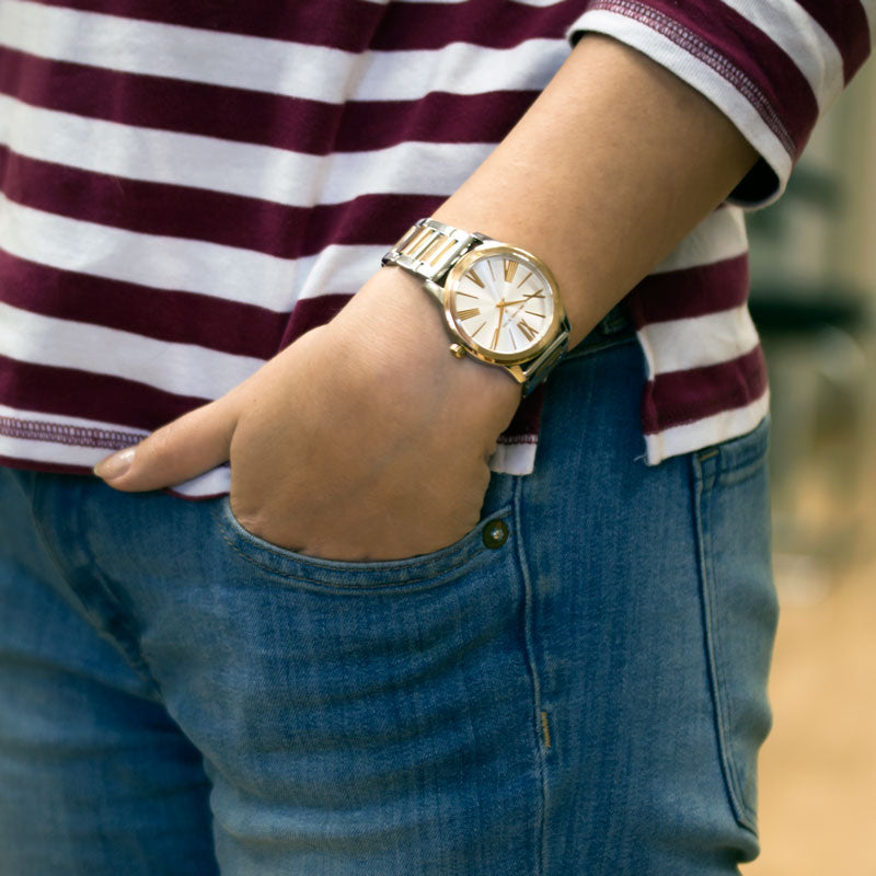  Shop Authentic Michael Kors Hartman Quartz White Dial Two Tone Steel Strap Watch For Women - MK3521 - Luxxuri