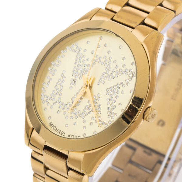  Shop Authentic Michael Kors Slim Runway Gold Dial Gold Steel Strap Watch for Women - MK3590 - Luxxuri
