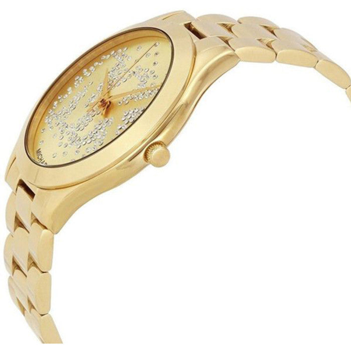  Shop Authentic Michael Kors Slim Runway Gold Dial Gold Steel Strap Watch for Women - MK3590 - Luxxuri