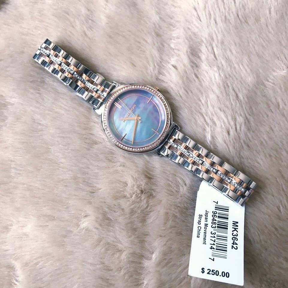  Shop Authentic Michael Kors Cinthia Mother of Pearl Grey Dial Two Tone Steel Strap Watch for Women - MK3642 - Luxxuri