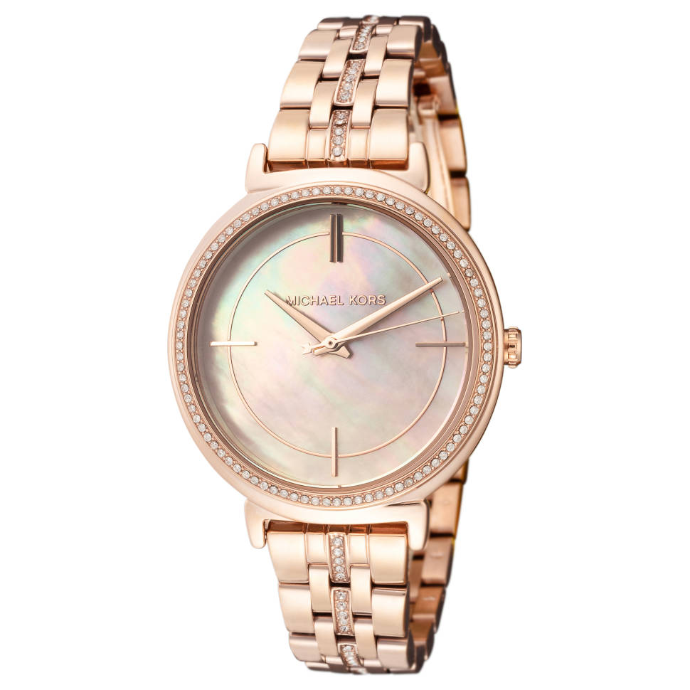  Shop Authentic Michael Kors Cinthia Mother of Pearl Rose Gold Dial Rose Gold Steel Strap Watch for Women - MK3643 - Luxxuri