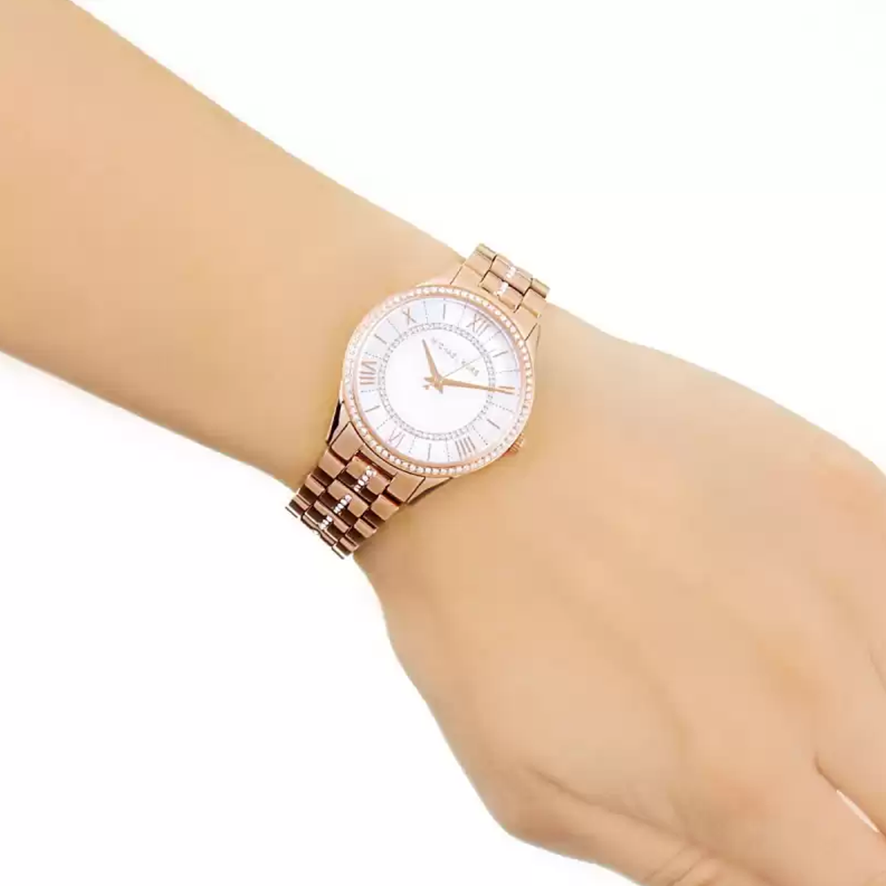  Shop Authentic Michael Kors Lauryn Mother of Pearl Dial Rose Gold Steel Strap Watch for Women - MK3716 - Luxxuri
