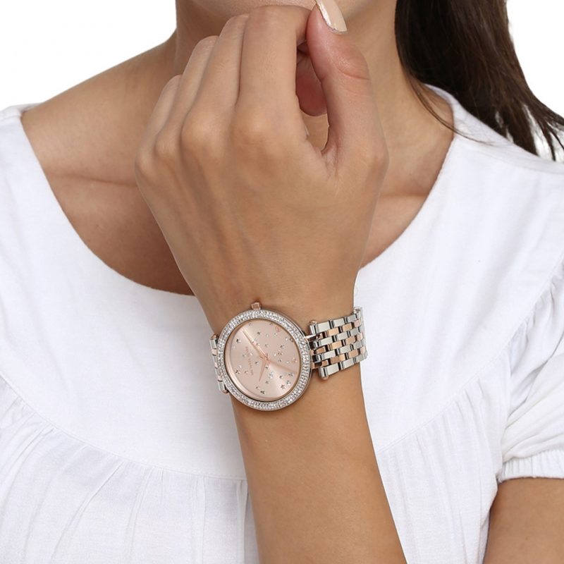 Michael Kors Darci Rose Gold Dial Two Tone Steel Strap Watch for Women - MK3726