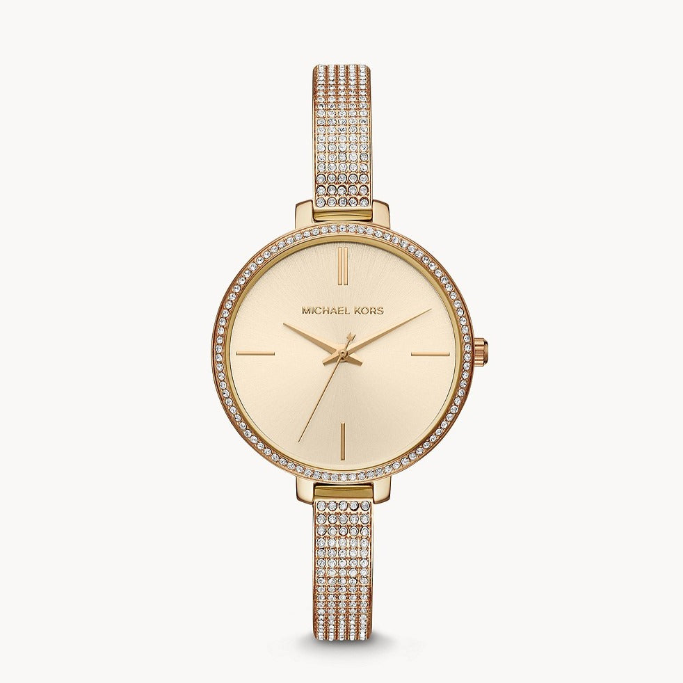  Shop Authentic Michael Kors Jaryn Quartz Gold Dial Gold Steel Strap Watch For Women - MK3784 - Luxxuri