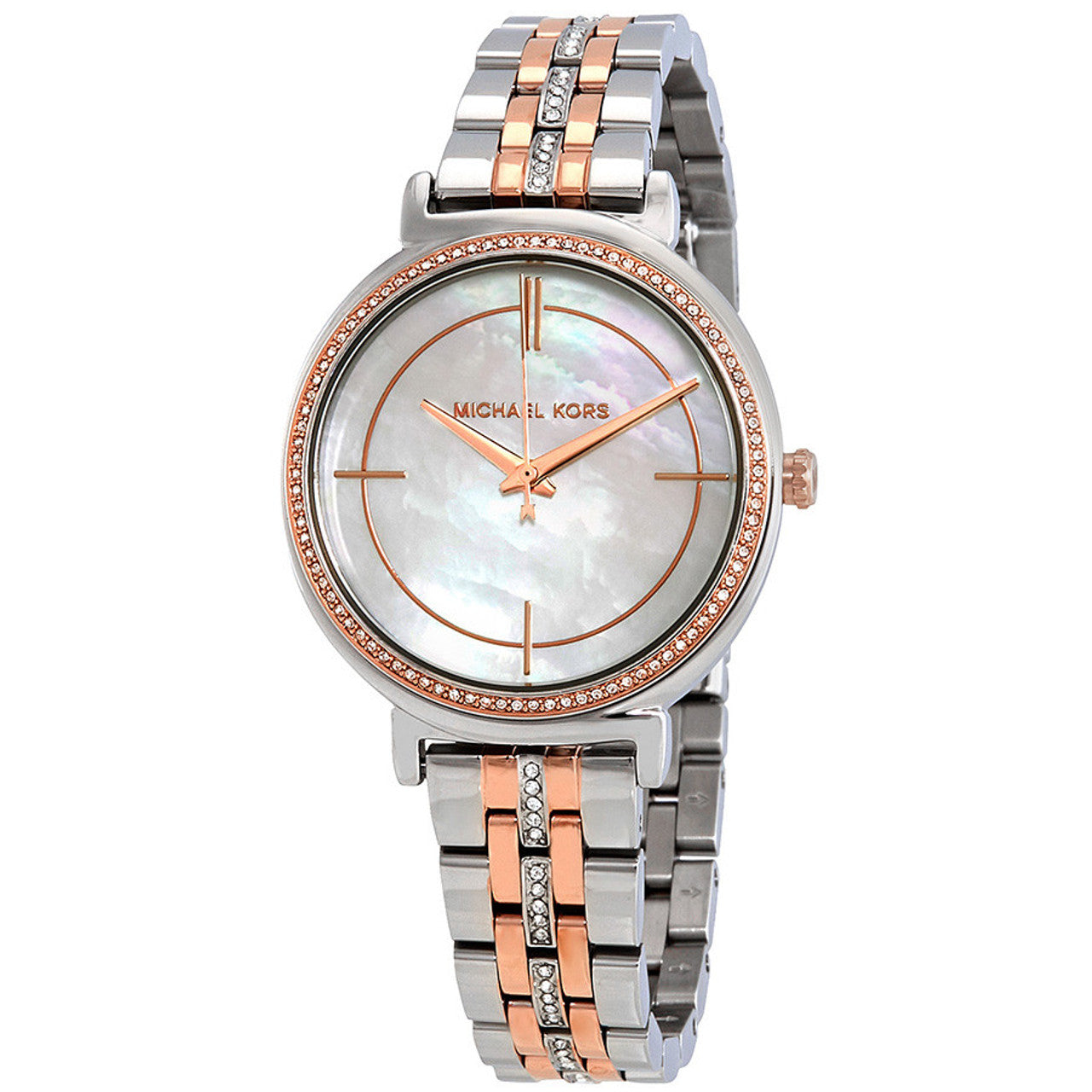  Shop Authentic Michael Kors Cinthia Mother of Pearl Dial Two Tone Steel Strap Watch For Women - MK3831 - Luxxuri