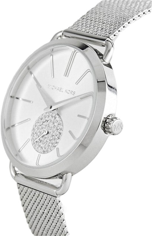  Shop Authentic Michael Kors Portia Silver Dial Silver Mesh Bracelet Watch for Women - MK3843 - Luxxuri