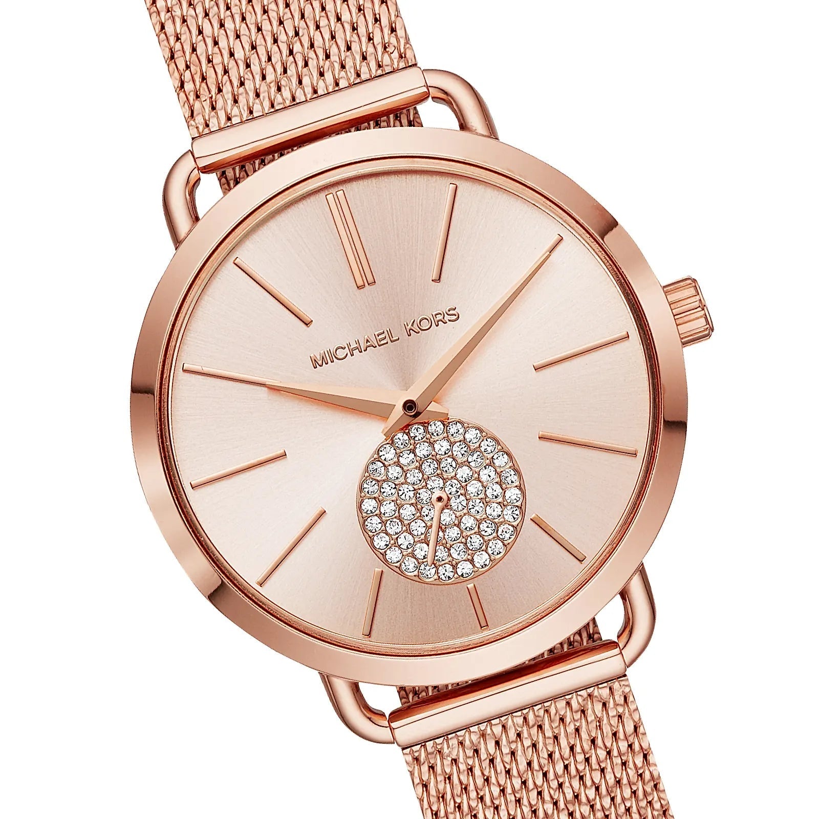  Shop Authentic Michael Kors Portia Rose Gold Dial Rose Gold Mesh Bracelet Watch for Women - MK3845 - Luxxuri