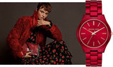  Shop Authentic Michael Kors Slim Runway Red Dial Red Steel Strap Watch For Women - MK3895 - Luxxuri