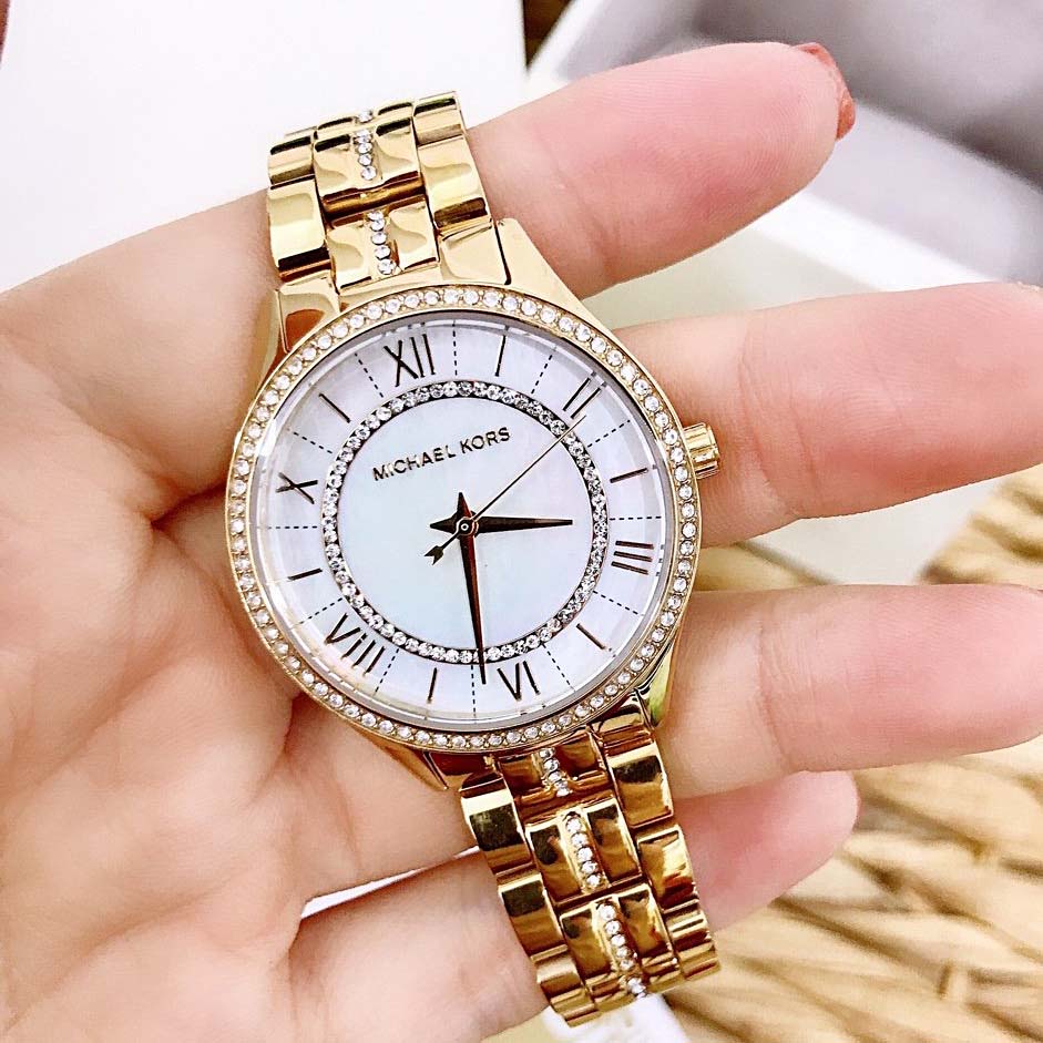  Shop Authentic Michael Kors Lauryn Mother of Pearl White Dial Gold Steel Strap Watch for Women - MK3899 - Luxxuri