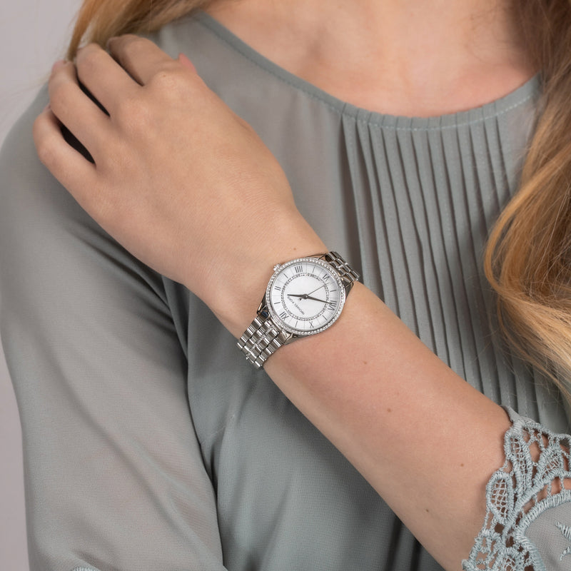  Shop Authentic Michael Kors Lauryn Mother of Pearl Dial Silver Steel Strap Watch for Women - MK3900 - Luxxuri