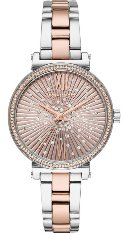  Shop Authentic Michael Kors Sofie Quartz Rose Gold Dial Two Tone Steel Strap Watch For Women - MK3972 - Luxxuri
