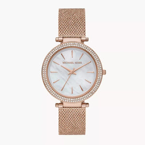  Shop Authentic Michael Kors Darci Quartz Mother of Pearl White Dial Rose Gold Mesh Bracelet Watch For Women - MK4519 - Luxxuri