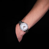  Shop Authentic Michael Kors Liliane Three Hand Mother of Pearl White Dial Silver Steel Strap Watch For Women - MK4556 - Luxxuri