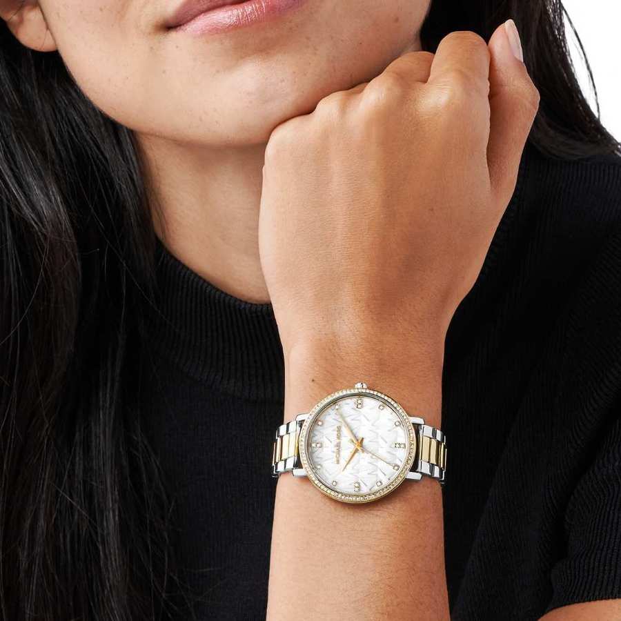  Shop Authentic Michael Kors Pyper Three Hand White Dial Two Tone Steel Strap Watch For Women - MK4595 - Luxxuri