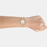  Shop Authentic Michael Kors Abbey Three-Hand Analog White Dial Gold Steel Strap Watch for Women - MK4615 - Luxxuri