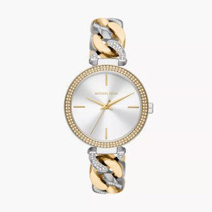  Shop Authentic Michael Kors Catelyn Three-Hand Crystals Silver Dial Two Tone Steel Strap Watch for Women - MK4633 - Luxxuri