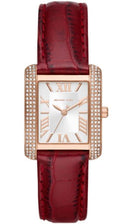  Shop Authentic Michael Kors Emery Quartz Diamonds Silver Dial Red Leather Strap Watch For Women - MK4689 - Luxxuri