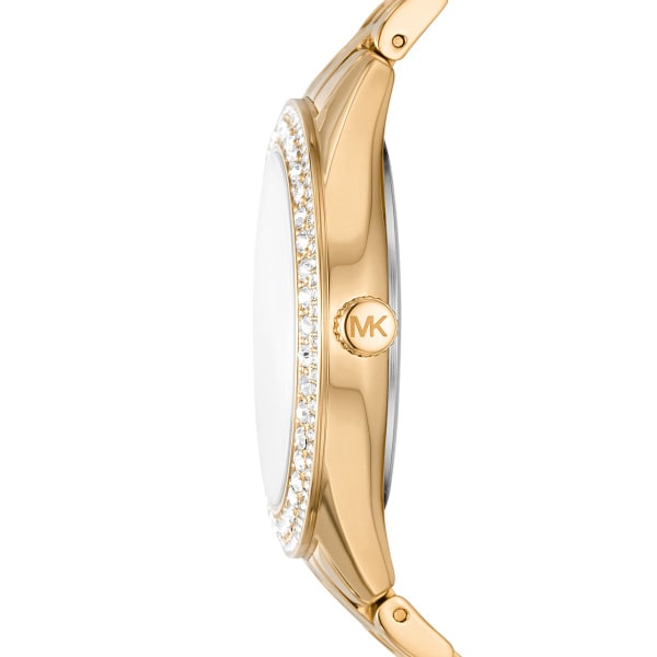  Shop Authentic Michael Kors Harlowe Three-Hand Quartz Gold Dial Gold Steel Strap Watch For Women - MK4709 - Luxxuri