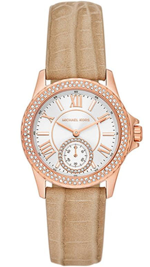  Shop Authentic Michael Kors Mini Everest Crystals White Dial Brown Leather Strap Watch for Women - MK4719 - Luxxuri