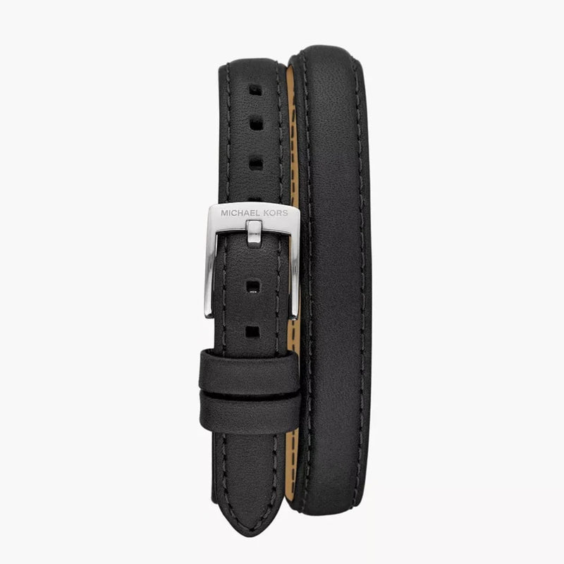  Shop Authentic Michael Kors Empire Three-Hand Silver Dial Black Leather Strap Watch For Women - MK4722 - Luxxuri