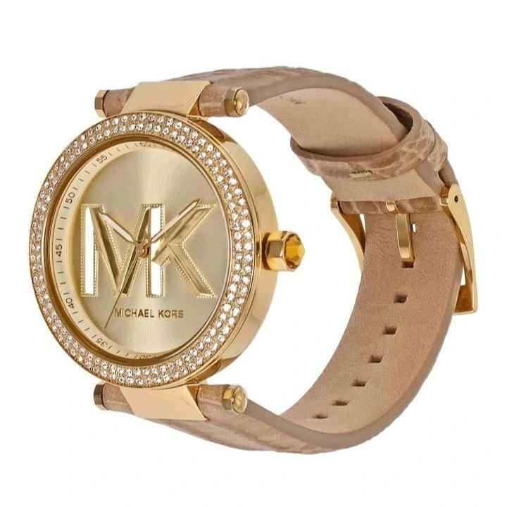  Shop Authentic Michael Kors Parker Three-Hand Gold Dial Brown Leather Strap Watch For Women - MK4725 - Luxxuri