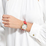  Shop Authentic Michael Kors Lexington Three Hand Red Dial Red Leather Strap Watch For Women - MK4747 - Luxxuri