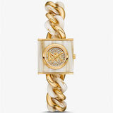  Shop Authentic Michael Kors Chain Lock Analog Crystals Silver Dial Gold Steel Strap Watch for Women - MK4809 - Luxxuri