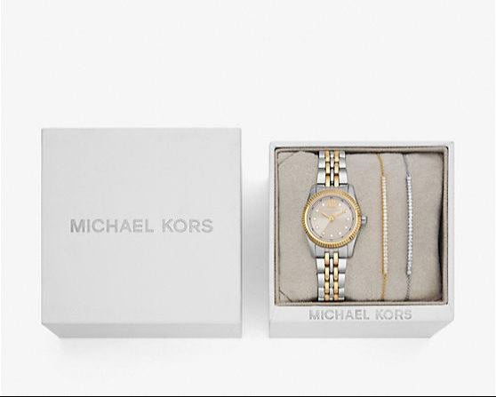  Shop Authentic Michael Kors Lexington Three-Hand Silver Dial Two Tone Steel Strap Watch for Women - MK4815 - Luxxuri