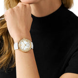  Shop Authentic Michael Kors Sage Three-Hand Mother of Pearl White Dial White Leather Strap Watch for Women - MK4818 - Luxxuri