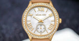  Shop Authentic Michael Kors Sage Three-Hand Mother of Pearl White Dial Brown Leather Strap Watch for Women - MK4819 - Luxxuri
