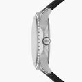 Michael Kors Sage Three-Hand Mother of Pearl White Dial Black Leather Strap Watch for Women - MK4821