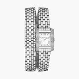 Shop Authentic Michael Kors Emery Pave Double Wrap White Dial Silver Steel Strap Watch for Women - MK4834 - Luxxuri