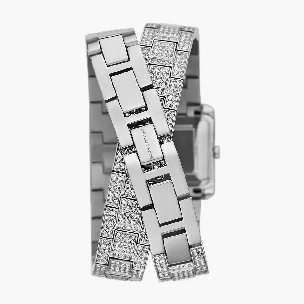 Shop Authentic Michael Kors Emery Pave Double Wrap Crystals White Dial Silver Steel Strap Watch for Women - MK4836 - Luxxuri