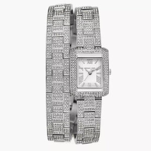  Shop Authentic Michael Kors Emery Pave Double Wrap Crystals White Dial Silver Steel Strap Watch for Women - MK4836 - Luxxuri