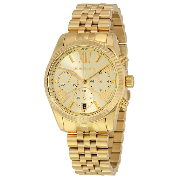  Shop Authentic Michael Kors Lexington Chronograph Gold Dial Gold Steel Strap Watch for Women - MK5556 - Luxxuri