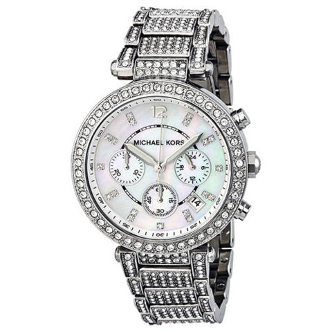  Shop Authentic Michael Kors Parker Mother of Pearl Dial Diamonds Silver Steel Strap Watch for Women - MK5572 - Luxxuri
