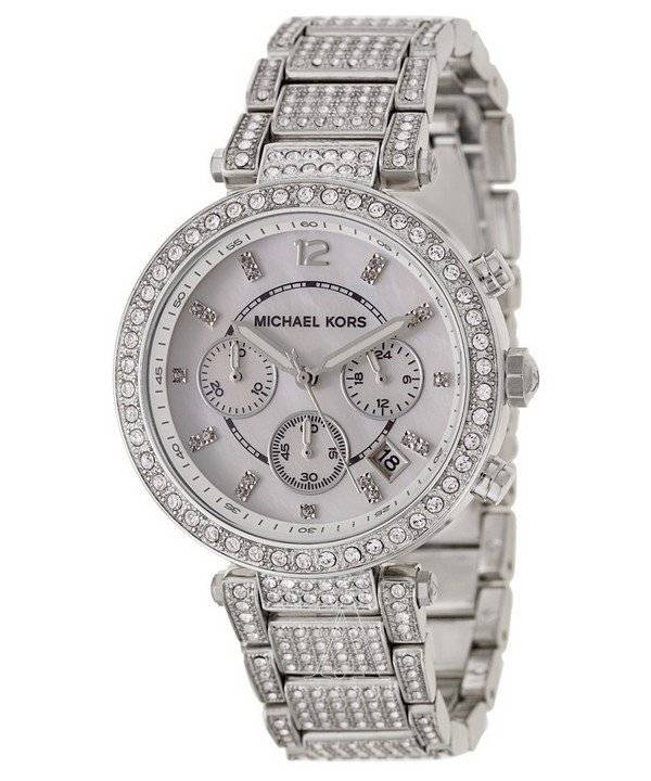  Shop Authentic Michael Kors Parker Mother of Pearl Dial Diamonds Silver Steel Strap Watch for Women - MK5572 - Luxxuri