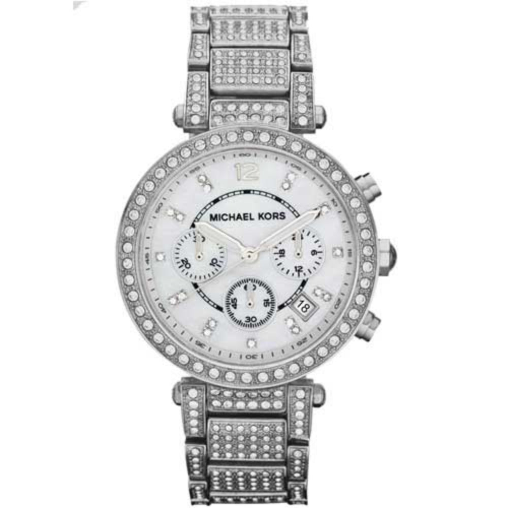  Shop Authentic Michael Kors Parker Mother of Pearl Dial Diamonds Silver Steel Strap Watch for Women - MK5572 - Luxxuri