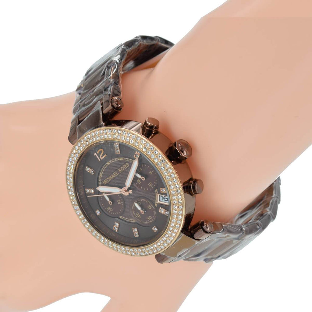  Shop Authentic Michael Kors Parker Chronograph Brown Dial Brown Steel Strap Watch For Women - MK5578 - Luxxuri