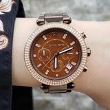  Shop Authentic Michael Kors Parker Chronograph Brown Dial Brown Steel Strap Watch For Women - MK5578 - Luxxuri