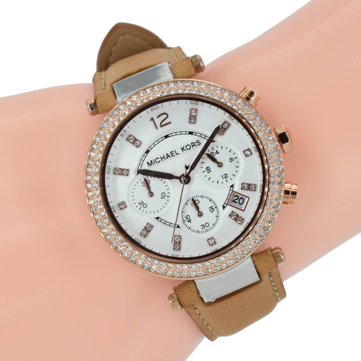  Shop Authentic Michael Kors Parker Chronograph White Dial Tan Leather Strap Watch for Women - MK5633 - Luxxuri
