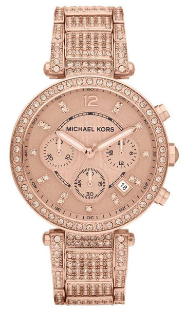  Shop Authentic Michael Kors Uptown Glam Parker Chronograph Rose Gold Dial Steel Strap Watch for Women - MK5663 - Luxxuri