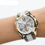  Shop Authentic Michael Kors Bradshaw Chronograph White Dial Two Tone Steel Strap Watch For Women - MK5743 - Luxxuri