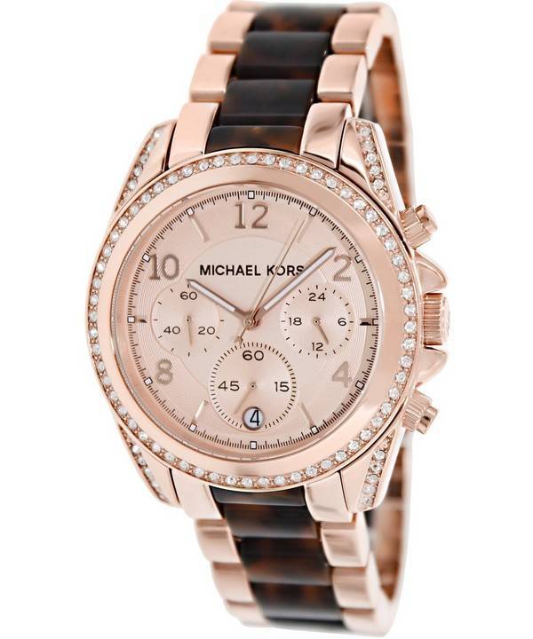 Michael Kors Blair Rose Gold Dial Two Tone Steel Strap Watch For Women - MK5859