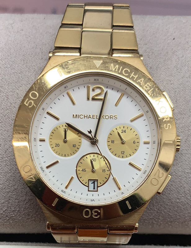  Shop Authentic Michael Kors Wyatt Chronograph White Dial Gold Steel Strap Watch For Women - MK5933 - Luxxuri